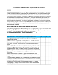 Document preview: Encuesta Para La Familia Sobre Mejoramiento Del Programa - Iowa (Spanish)