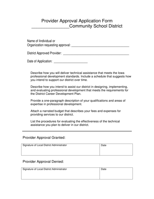 Provider Approval Application Form - Iowa