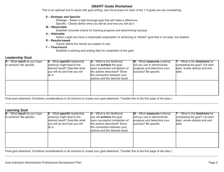 Iowa Individual Administrator Professional Development Plan - Iowa, Page 2