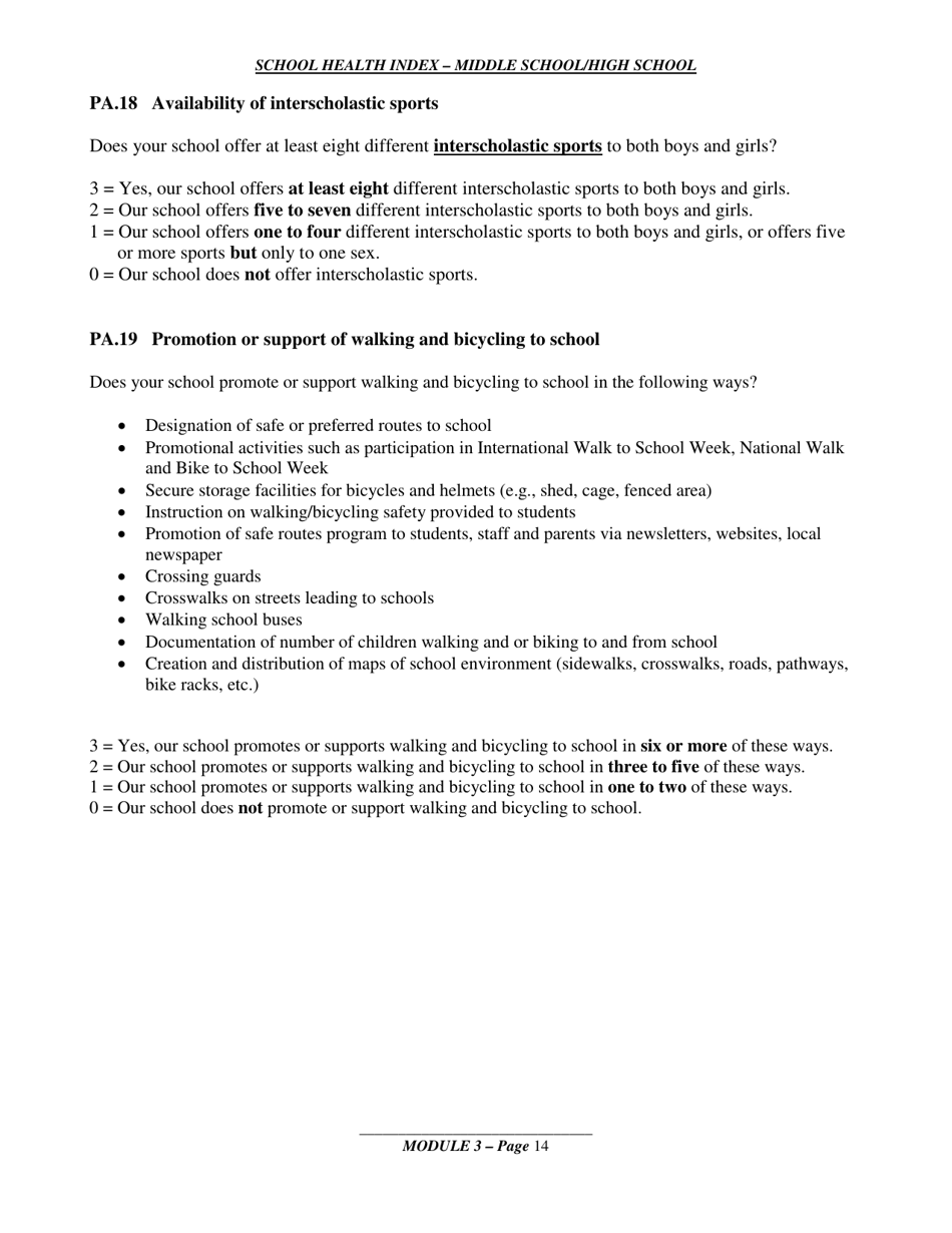 School Health Index - Middle School / High School - Module 3: Physical Education and Other Physical Activity Programs, Page 11
