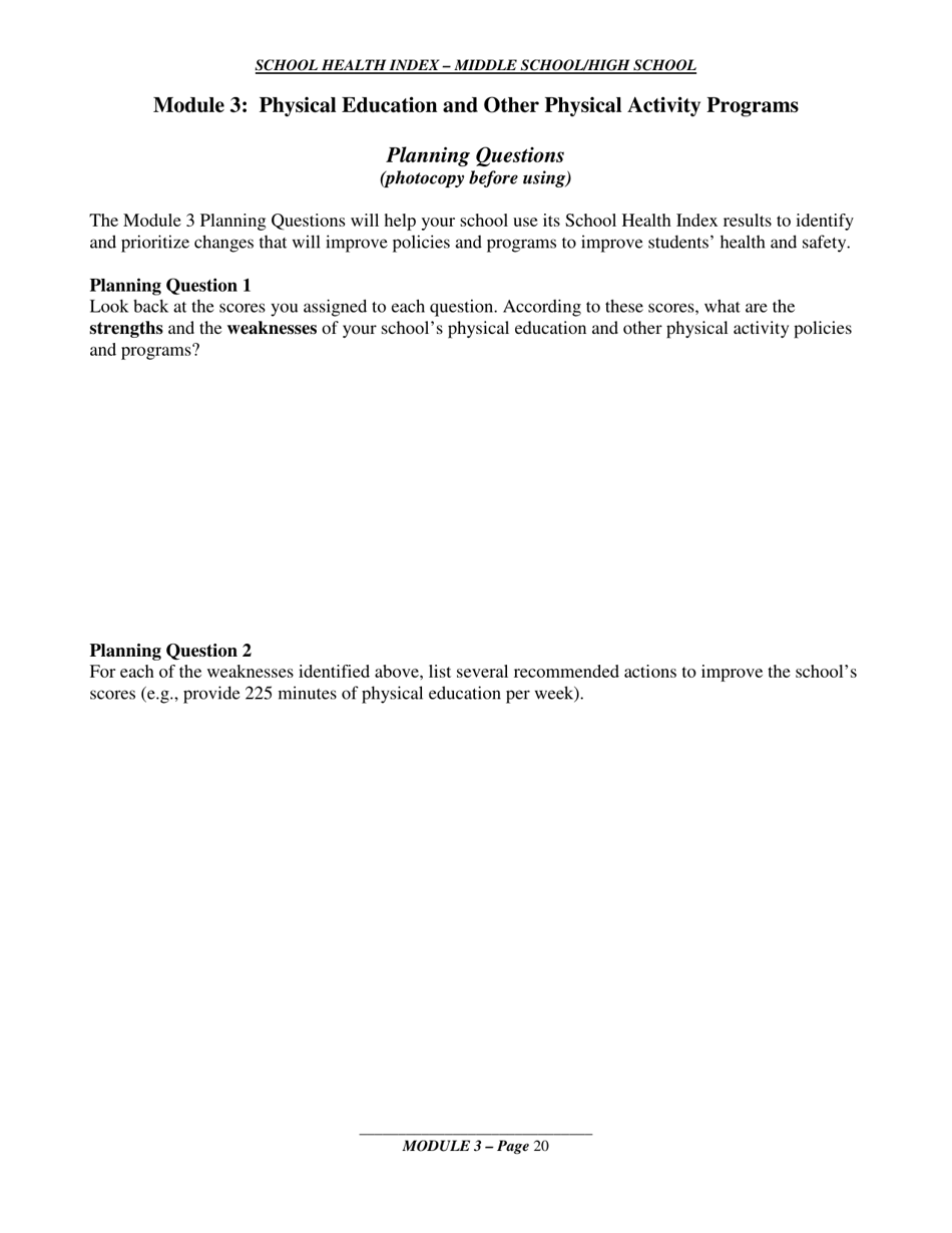 School Health Index - Middle School / High School - Module 3: Physical Education and Other Physical Activity Programs, Page 13