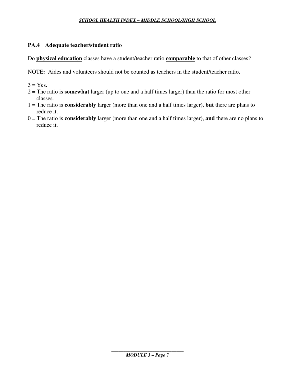 School Health Index - Middle School / High School - Module 3: Physical Education and Other Physical Activity Programs, Page 4