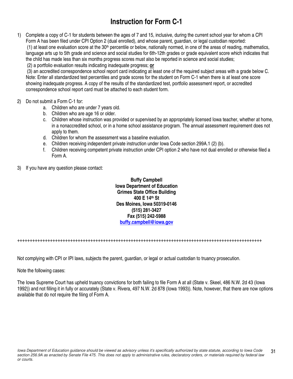 Form C1 Fill Out, Sign Online and Download Printable PDF, Iowa