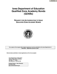 Request for Authorization to Issue Qualified Zone Academy Bonds - Iowa