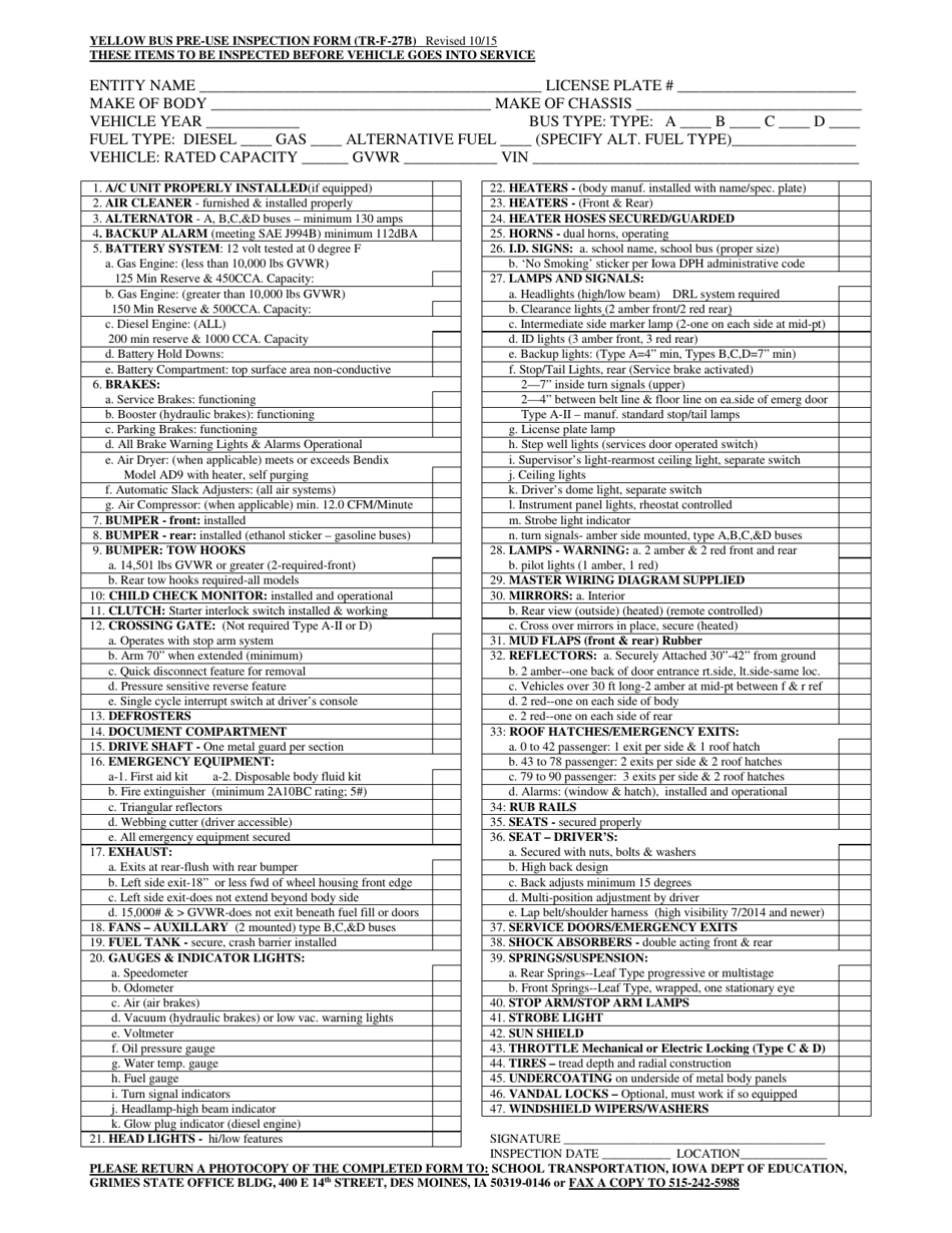 Form TR-F-27B - Fill Out, Sign Online and Download Printable PDF, Iowa ...