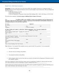 Document preview: Model Form: Idea State Complaint - Iowa
