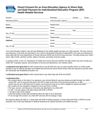 Parent Consent for an Area Education Agency to Share Data and Seek Payment for Individualized Education Program (Iep) Health Related Services - Iowa