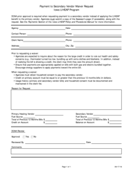 Payment to Secondary Vendor Waiver Request Iowa Liheap Program - Iowa