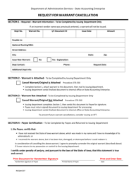 Document preview: Form REQWC07 Request for Warrant Cancellation - Iowa