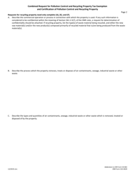 DNR Form 542-0639 Combined Request for Pollution Control and Recycling Property Tax Exemption and Certification of Pollution Control and Recycling Property - Iowa, Page 2