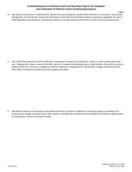 DNR Form 542-0639 Combined Request for Pollution Control and Recycling Property Tax Exemption and Certification of Pollution Control and Recycling Property - Iowa, Page 3