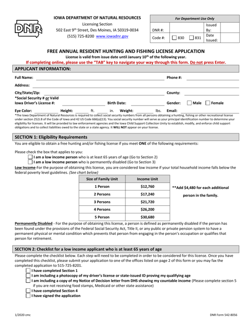 DNR Form 542-8056  Printable Pdf