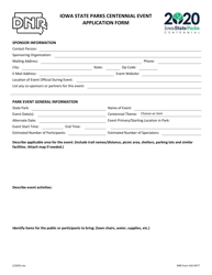 DNR Form 542-0477 Iowa State Parks Centennial Event Application Form - Iowa