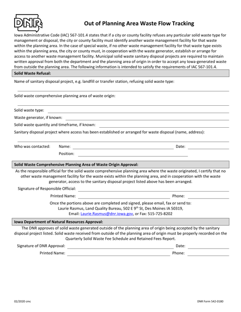 DNR Form 542-0180  Printable Pdf