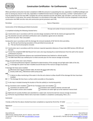 DNR Form 542-0627 Construction Certification - for Confinements - Iowa