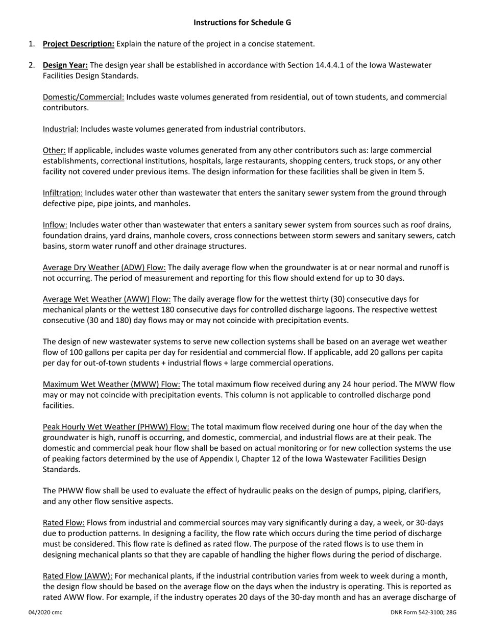 DNR Form 542-3100 Exhibit 11C Schedule G - Treatment Project Design Data - Iowa, Page 3
