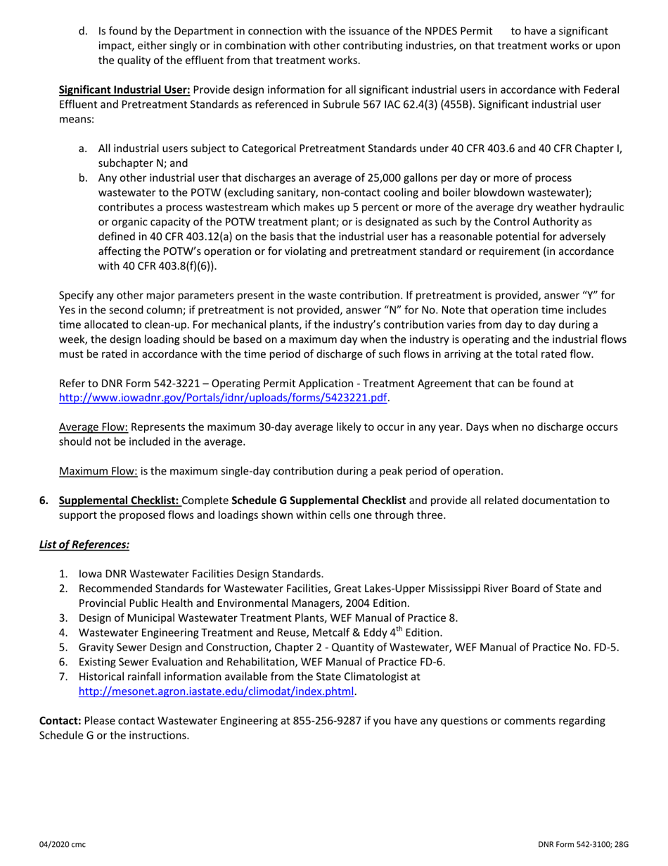 DNR Form 542-3100 Exhibit 11C Schedule G - Treatment Project Design Data - Iowa, Page 5