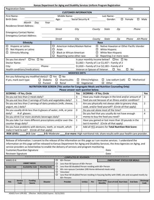 KDADS Form UPR-001 - Fill Out, Sign Online and Download Printable PDF ...
