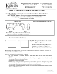 Document preview: Application for Livestock Brand Registration - Kansas