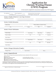 Document preview: Application for Chronic Wasting Disease (Cwd) Program - Kansas