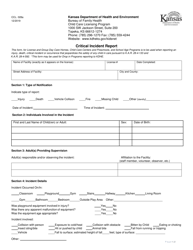 Document preview: Form CCL.028A Critical Incident Report - Kansas