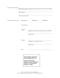 &quot;Pharmacy Benefits Manager Application for Certificate of Registration&quot; - Kansas, Page 2