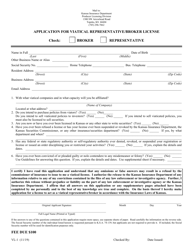Document preview: Form VL-1 Application for Viatical Representative/Broker License - Kansas