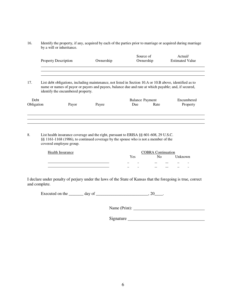 Kansas Domestic Relations Affidavit Download Fillable PDF Templateroller