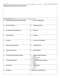 Form TC40-1 Consulting Engineer and Related Services Prequalification Application' - Kentucky, Page 5