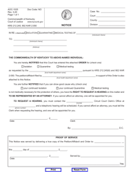 Document preview: Form AOC-1025 Notice - Kentucky