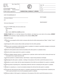 Document preview: Form AOC-242 Parenting Conduct Order - Kentucky