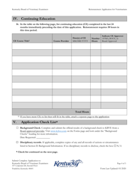 Reinstatement Application for Veterinarians - Kentucky, Page 4