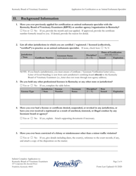 Application for Certification as an Animal Euthanasia Specialist - Kentucky, Page 2