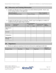 Application for Certification as an Animal Euthanasia Specialist - Kentucky, Page 3