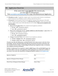 Renewal Application for Animal Euthanasia Specialists - Kentucky, Page 3