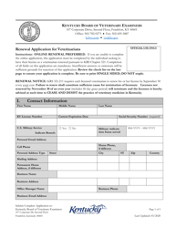 Renewal Application for Veterinarians - Kentucky