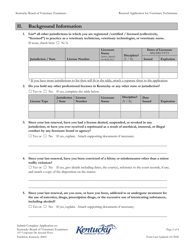 Renewal Application for Veterinary Technicians - Kentucky, Page 2