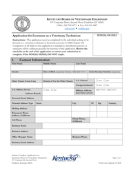 Application for Licensure as a Veterinary Technician - Kentucky