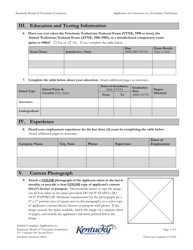 Application for Licensure as a Veterinary Technician - Kentucky, Page 3