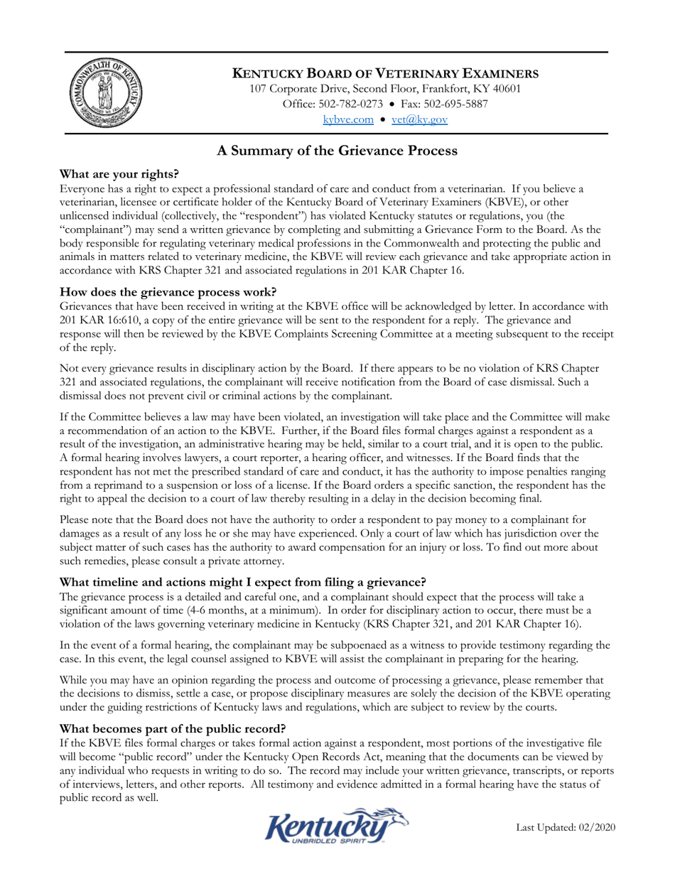 Grievance Form - Kentucky, Page 3