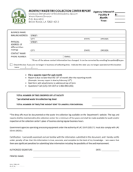 Form 7386 Waste Tire Collection Center Reporting Form and Logs - Louisiana