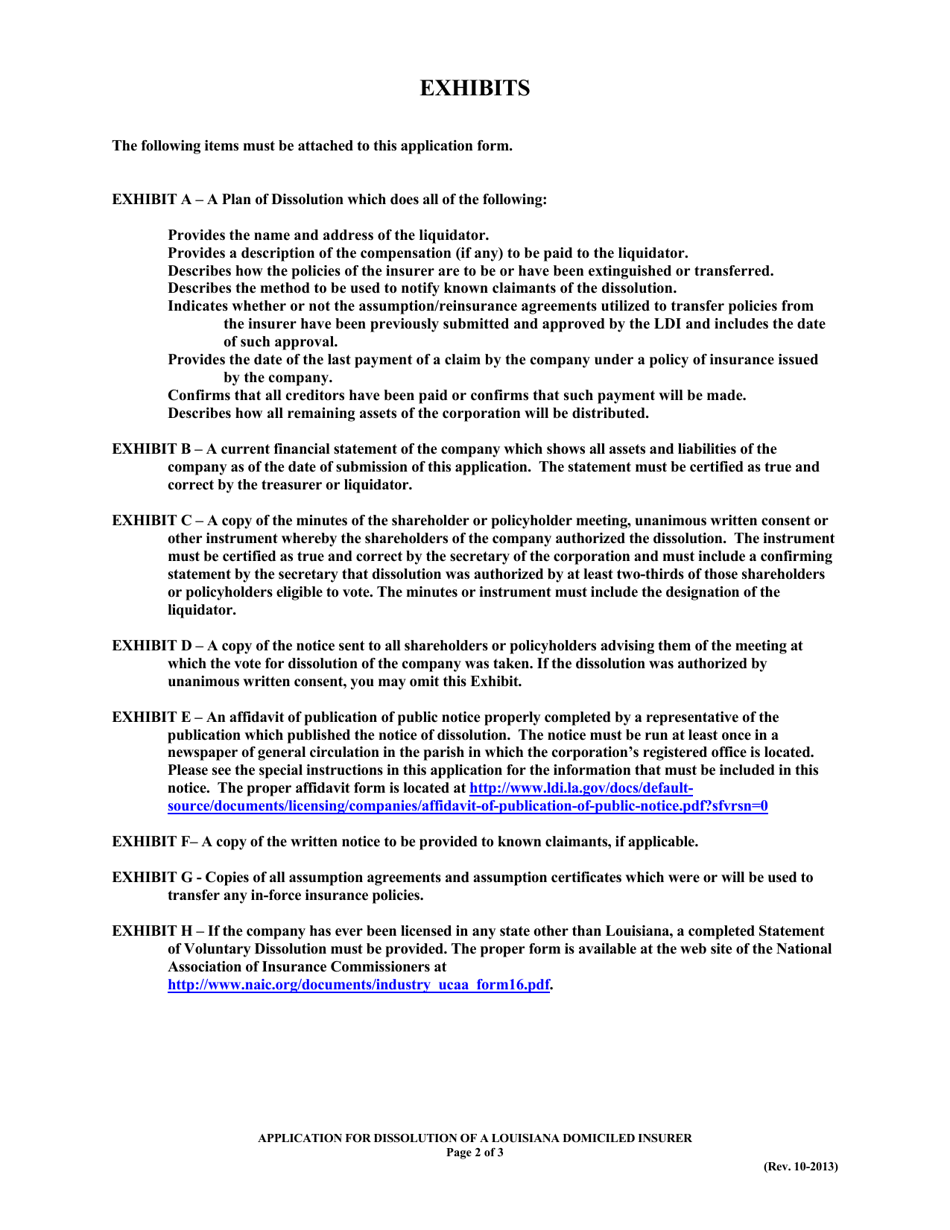 Application for Dissolution of a Louisiana Domiciled Insurer - Louisiana, Page 6