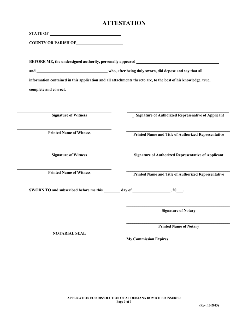 Application for Dissolution of a Louisiana Domiciled Insurer - Louisiana, Page 7
