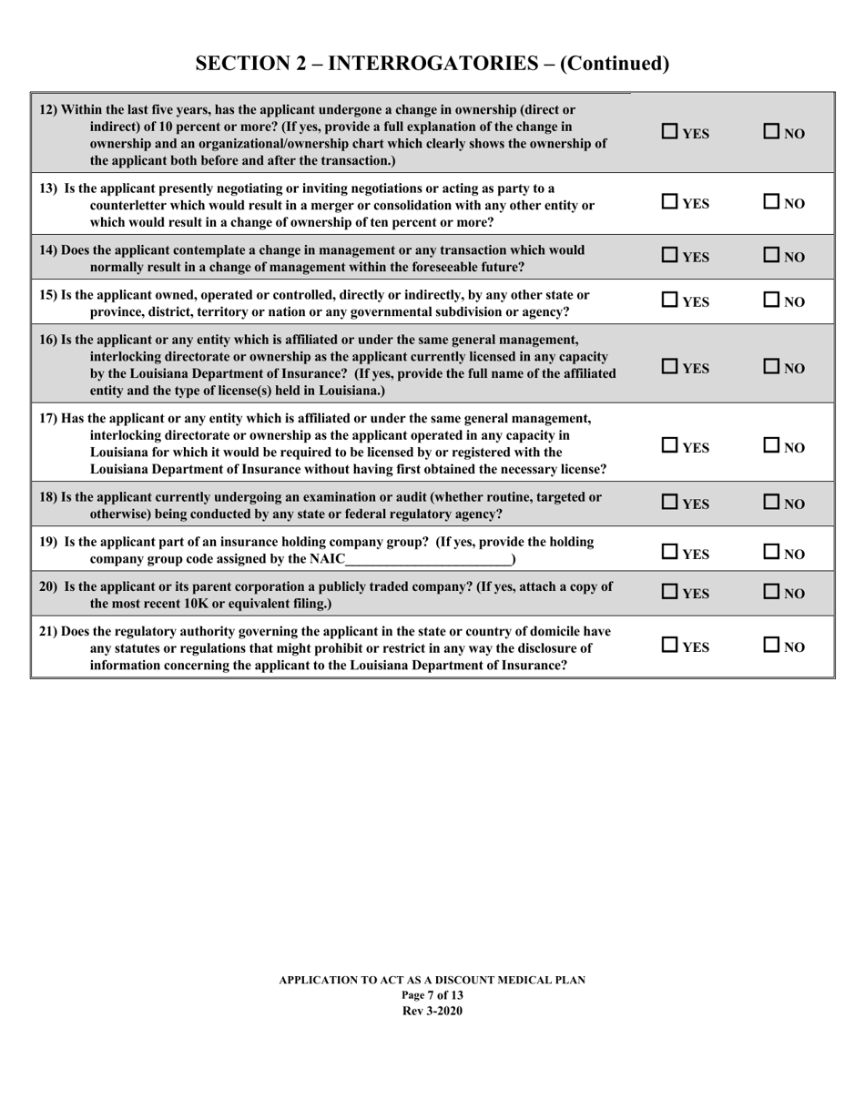 Application to Act as a Discount Medical Plan - Louisiana, Page 7