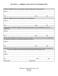 Application to Act as a Third Party Administrator in the State of Louisiana - Louisiana, Page 7