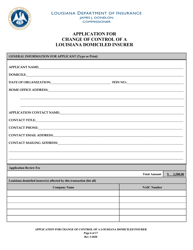 Application for Change of Control of a Louisiana Domiciled Insurer - Louisiana, Page 6