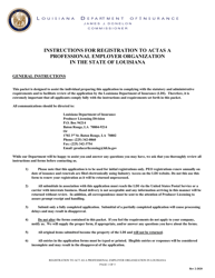 Document preview: Application for Registration to Actas a Professional Employer Organization in the State of Louisiana - Louisiana