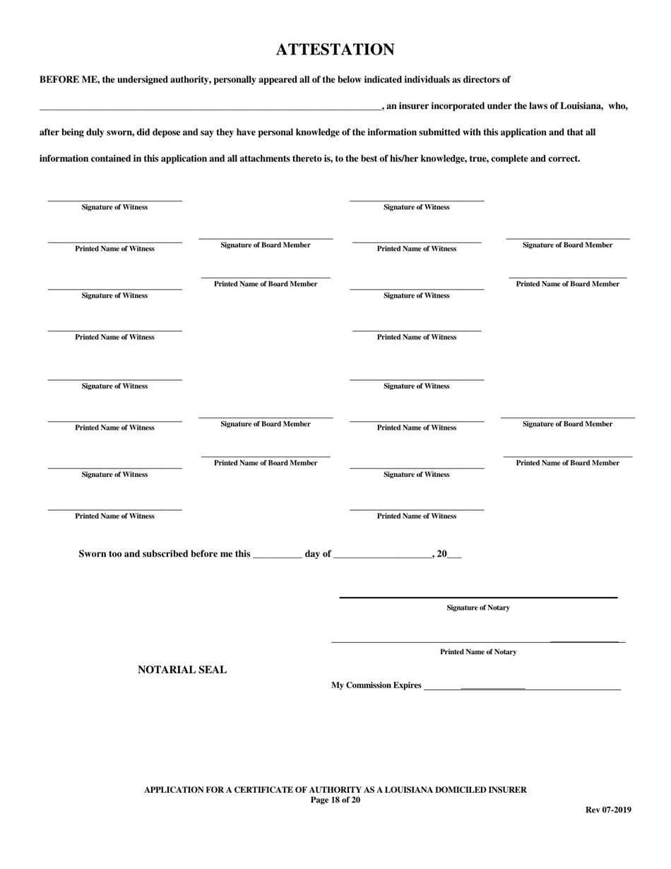 Application for a Certificate of Authority as a Louisiana Domiciled Insurer - Louisiana, Page 18