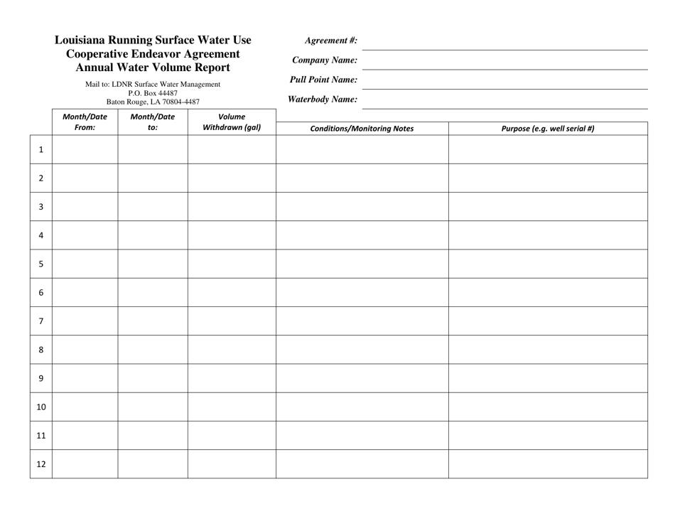 Louisiana Louisiana Running Surface Water Use Cooperative Endeavor ...