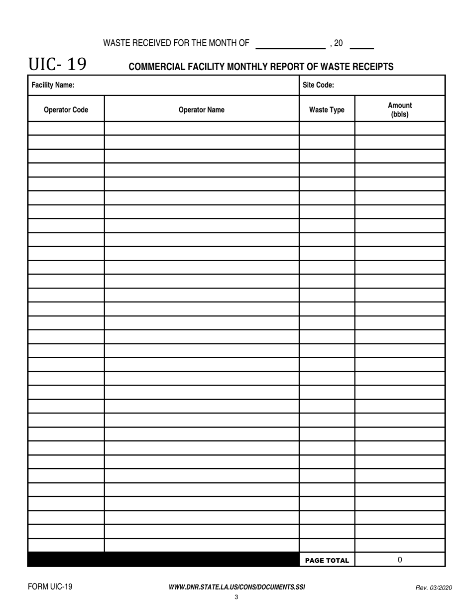 Form Uic-19 Download Fillable Pdf Or Fill Online Commercial Facility 